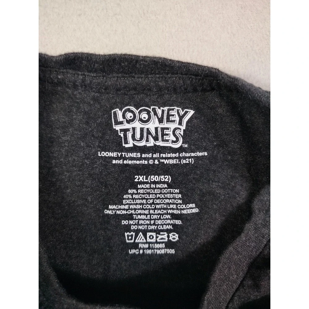 Looney Tunes Bugs Bunny Shirt Mens 2XL Gray Scream Graphic Tee Cartoon Casual